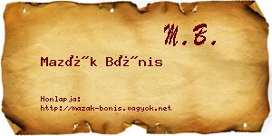 Mazák Bónis névjegykártya